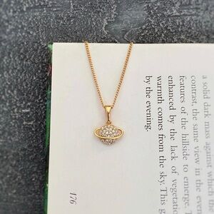 NEW Planet Necklace With Zircon 18k Gold Plated Gold Color Jewelry Work